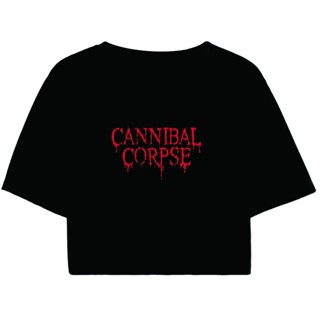 Cropped Feminino Preto Tumblr blogueira cannibal corpse feminina manga curta