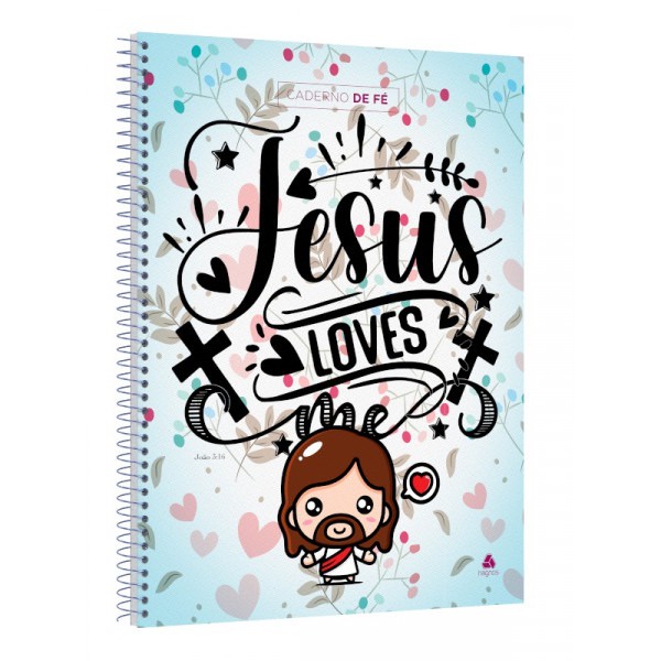Caderno de Fé | Universitário Capa Dura Espiral | Jesus Loves Me
