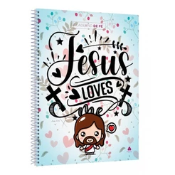 Caderno de Fé | Universitário Capa Dura Espiral | Jesus Loves Me