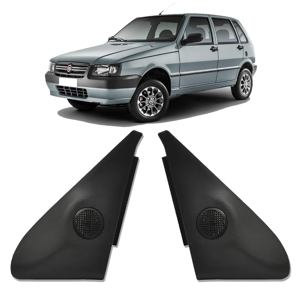 Par Moldura Aplique Acabamento Interno Retrovisor Uno Flex 4 Portas 2004 a 2013 Fixo