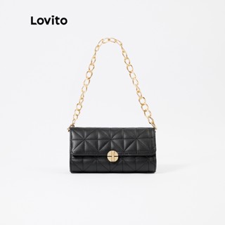 Lovito Bolsa de Axila Elegantes com Corrente E Trava de Torção L244BA08 (Branco/Preto/Caqui/Marrom)