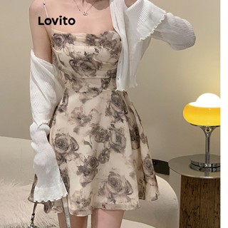Lovito Vestido A-Line com Estampa Floral para Mulheres LNE16198 (Multi-Cor)