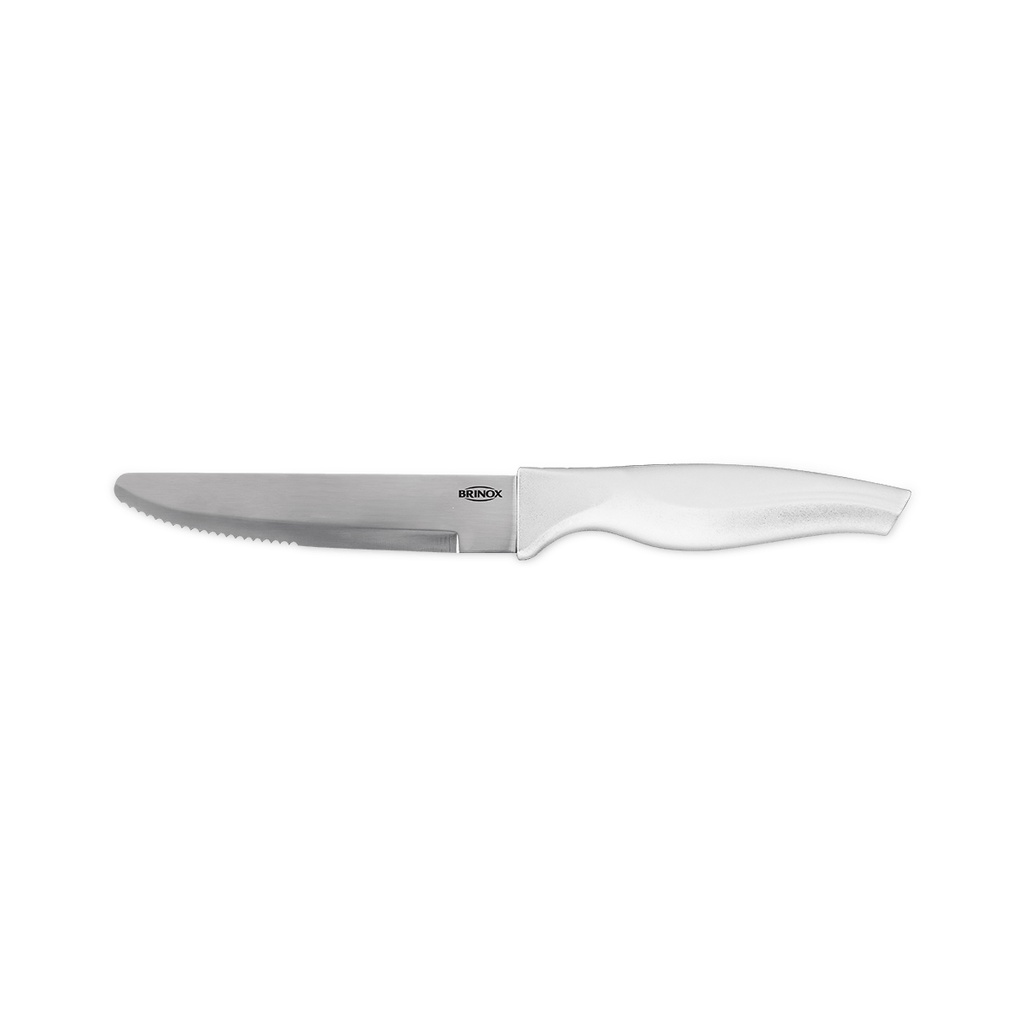 Faca Para Churrasco Jumbo Brinox Cross 5" 25,8 cm Aço Inox Com Cabo Branco