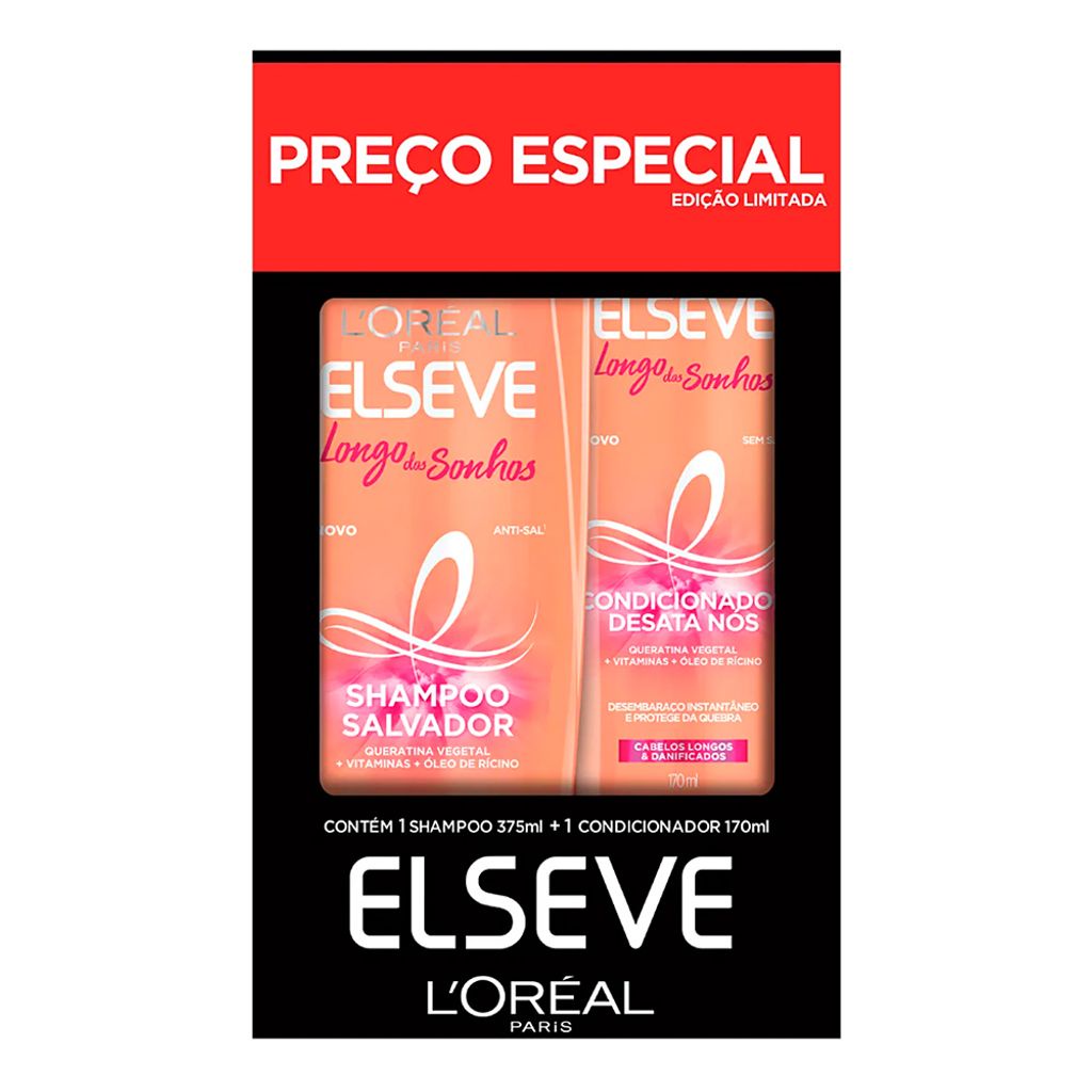 Shampoo + Condicionador Elseve Longo dos Sonhos 375ml+170ml Preço Especial