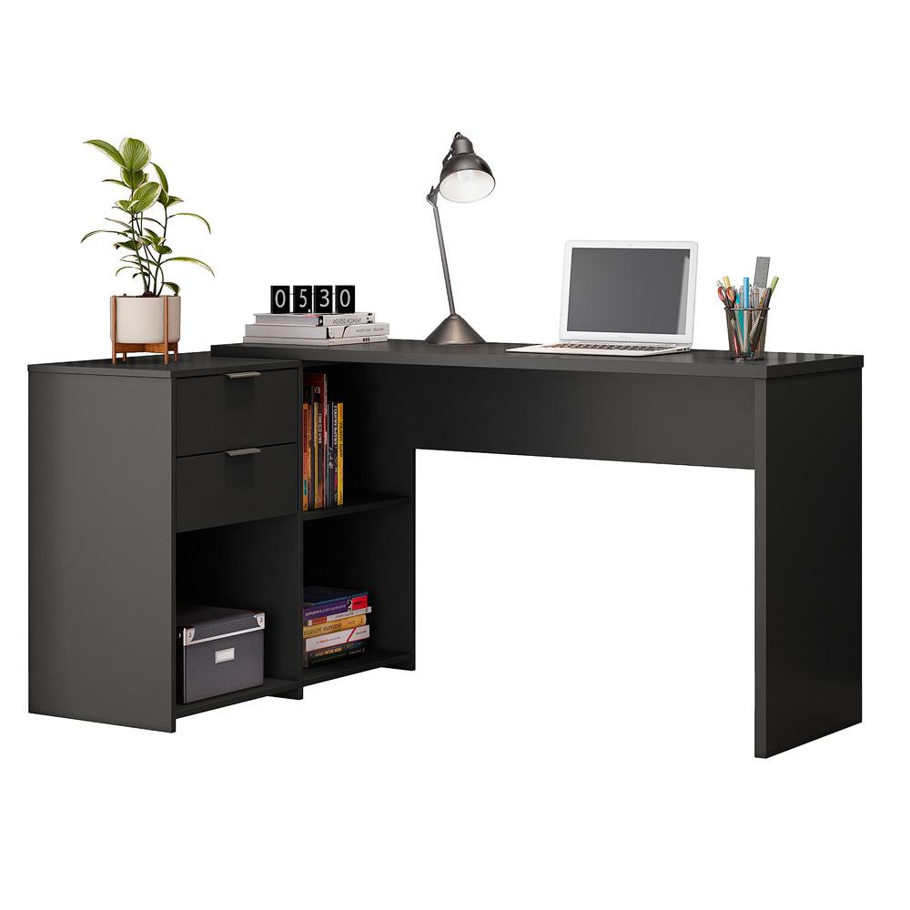 Escrivaninha Com Tampo Giratório 2 Gavetas Nt2060 Preto em Oferta na Shopee