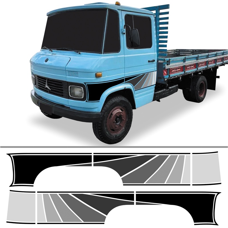 Kit Adesivo Faixa Lateral Caminhão Mercedes Benz Mb 608