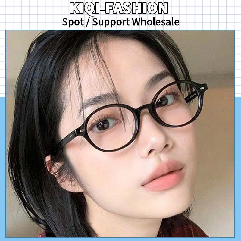 (KIQI-FASHION) Moldura Clássica Oval Pequena Feminina De Óculos De Cavilha De Arroz Anti-Luz Azul Retro Homens E Mulheres Sol UV400 Estilo