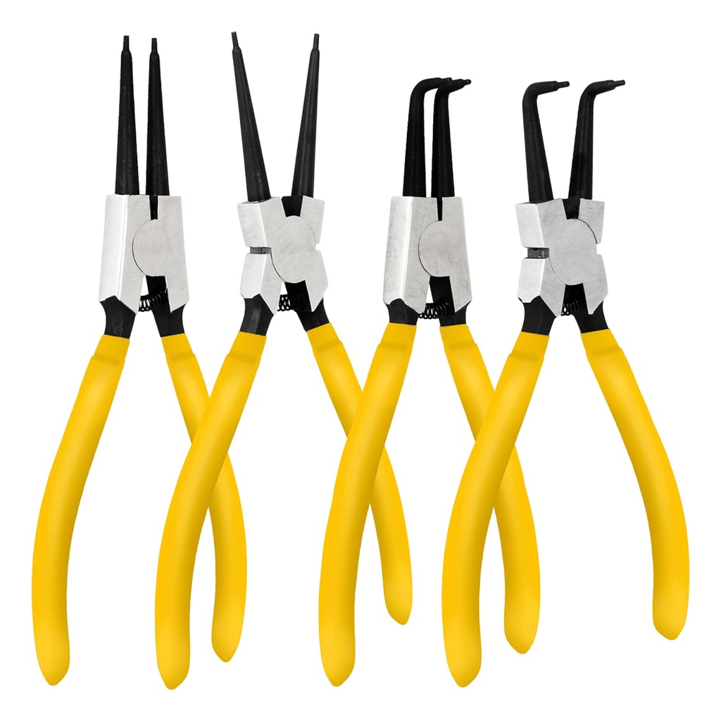 Kit Jogo 4 Alicate Para Anel Extrator De Anel Interno e Externo Bico Curvo e Reto Profissional