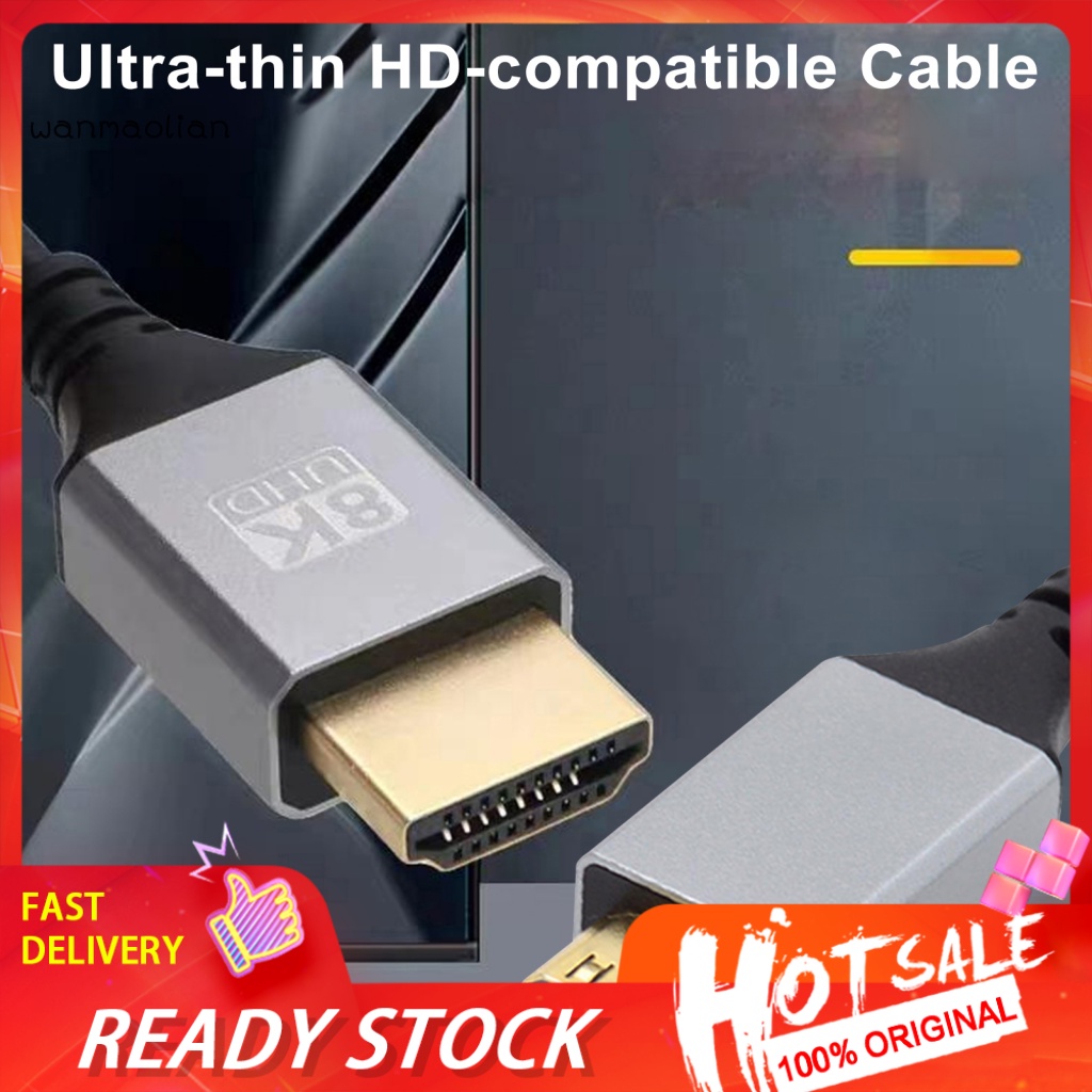 < wanmaolian > Cabo 8k Compatível Com Hdmi Para Notebook Ultra Fino 8k 60hz/120hz Mini Tv Computador Portátil 1m/2m/3m Opções De Comprimento