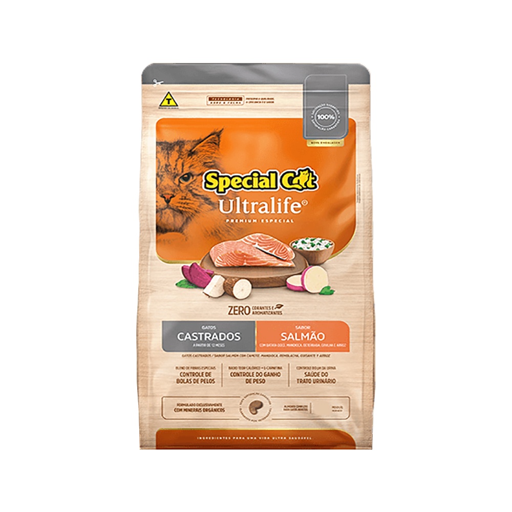 Ração Special Cat Ultralife Castrados Salmão 20kg em Oferta na Shopee