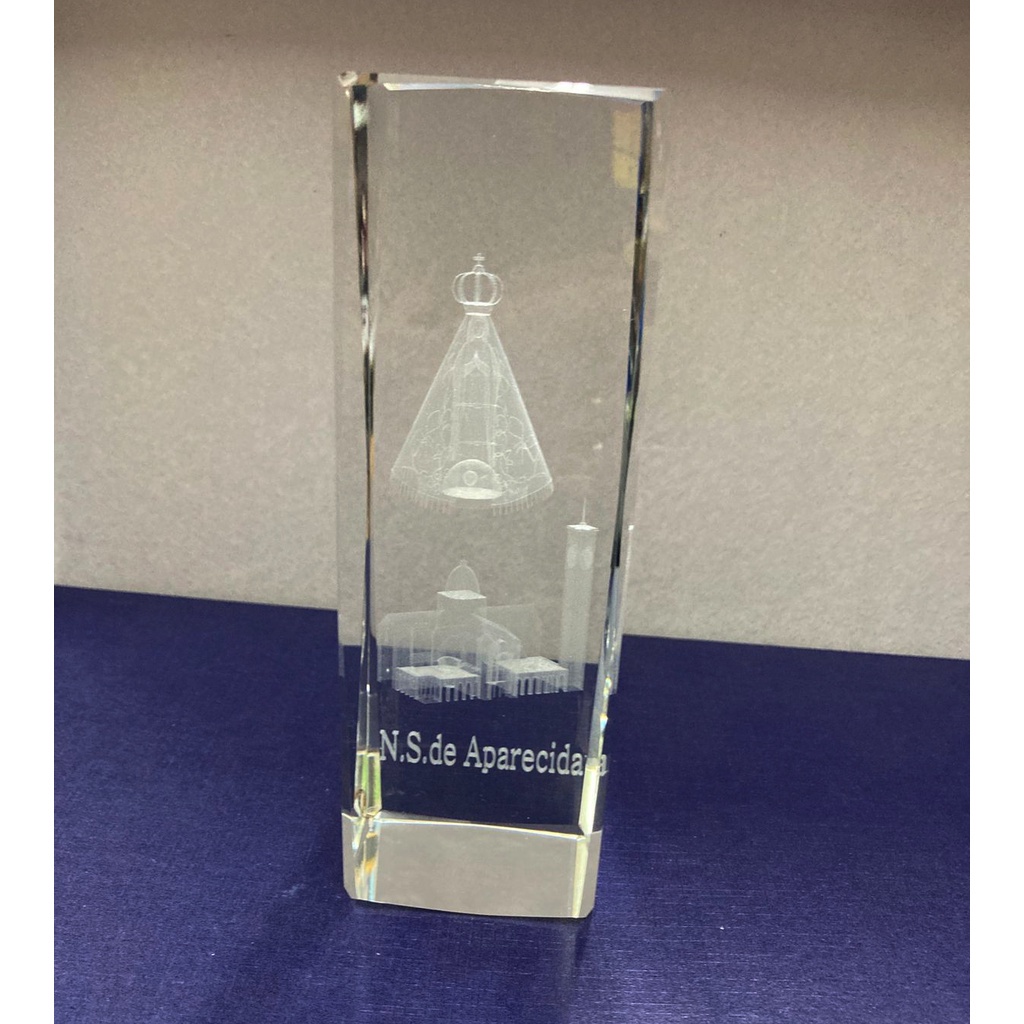 Cristal Decorativo Grande 15cm x 5cm Nossa Senhora de Aparecida e Basílica 0180 em Oferta na Shopee