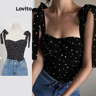 Lovito Casual Blusa Feminina com Coração Amarrada L74ED253
