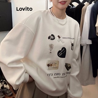 Lovito Moletom Casual Com Padrão Geométrico Para Mulheres LNA37186 (Branco)