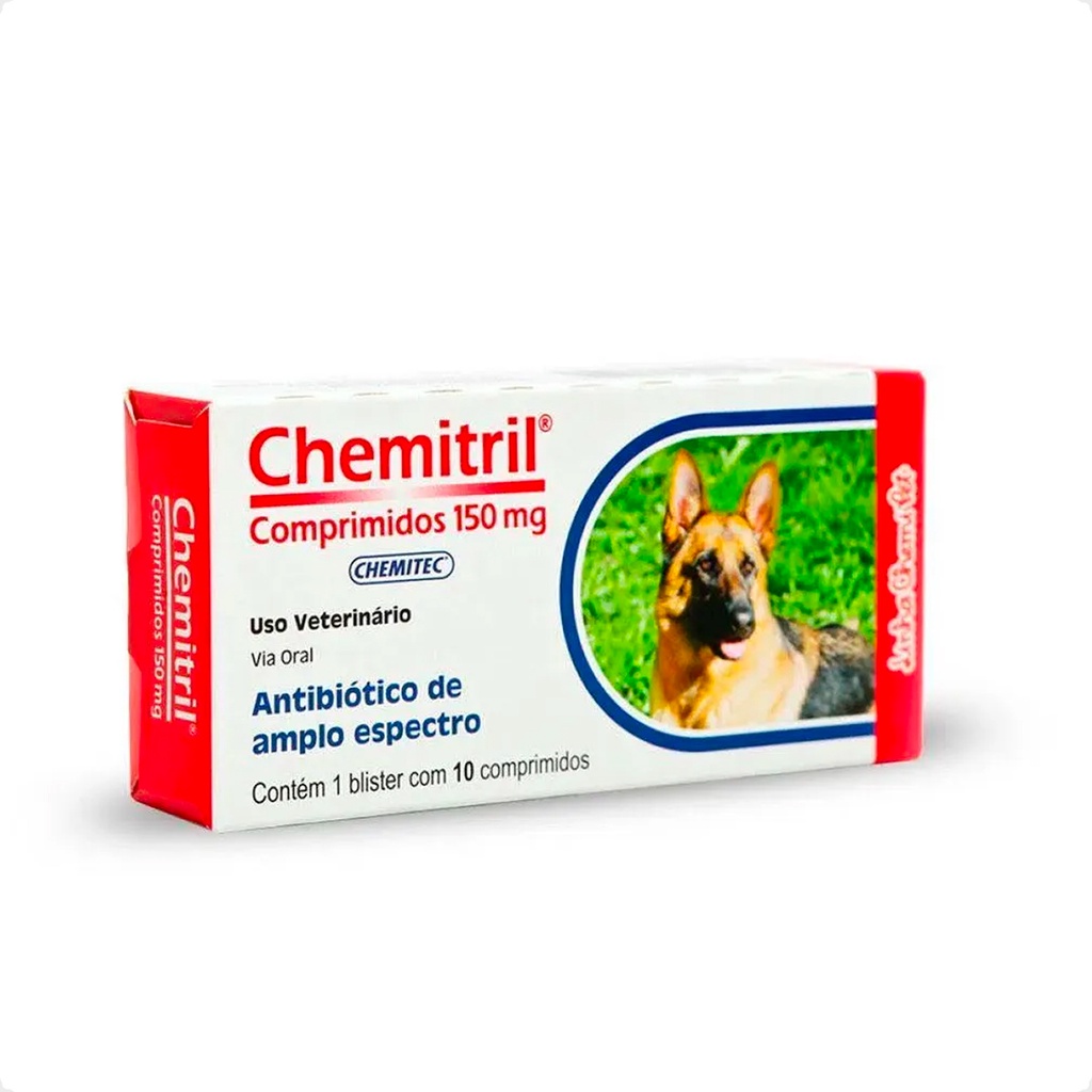 Chemitril 150mg Chemitec Antibiótico Enrofloxacina para Cães - 10 Comprimidos