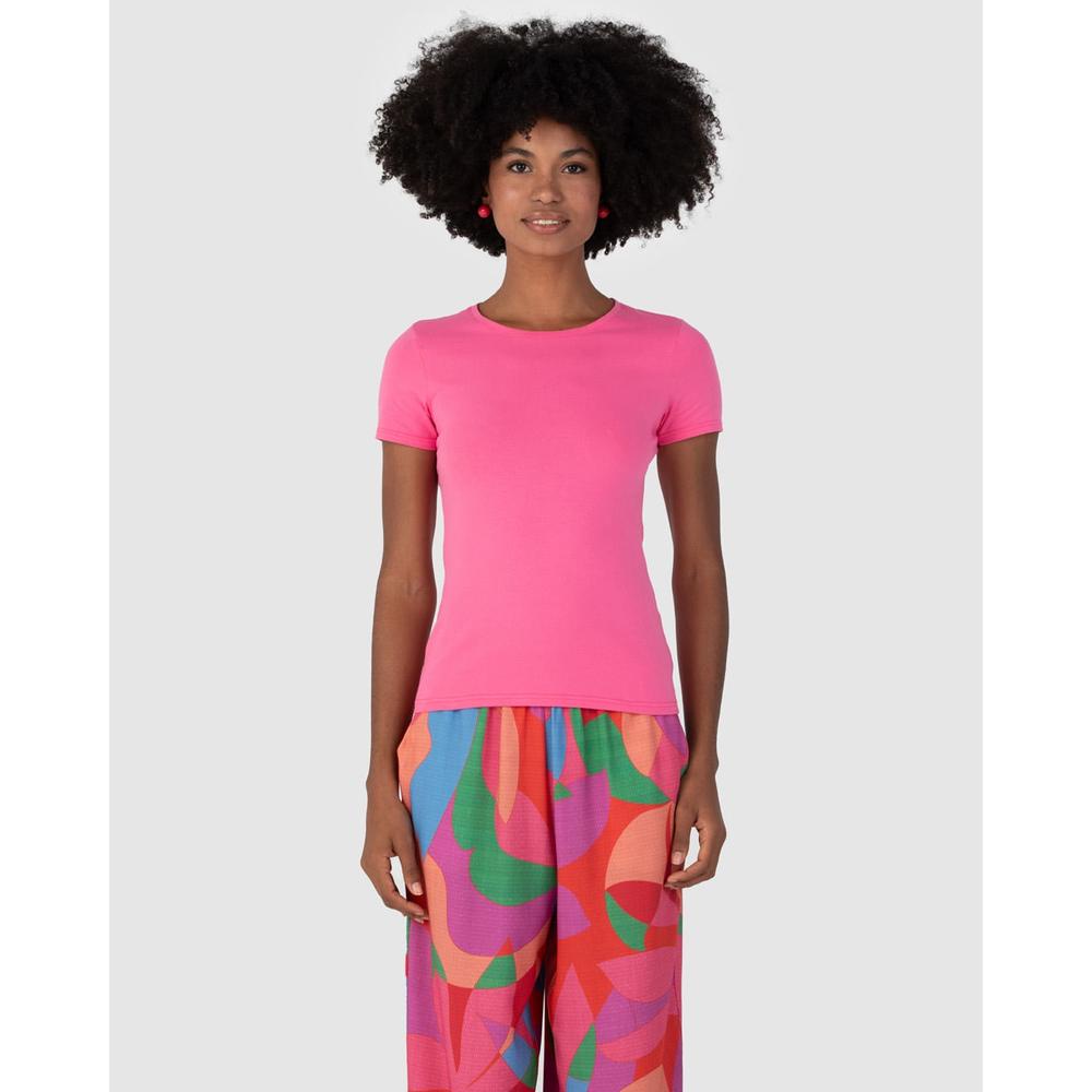 Blusa Básica Feminina Decote Redondo Em Algodão em Oferta na Shopee