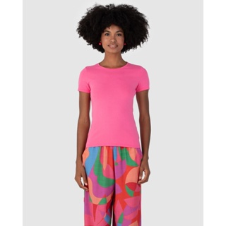 Blusa Básica Feminina Decote Redondo Em Algodão em Oferta na Shopee