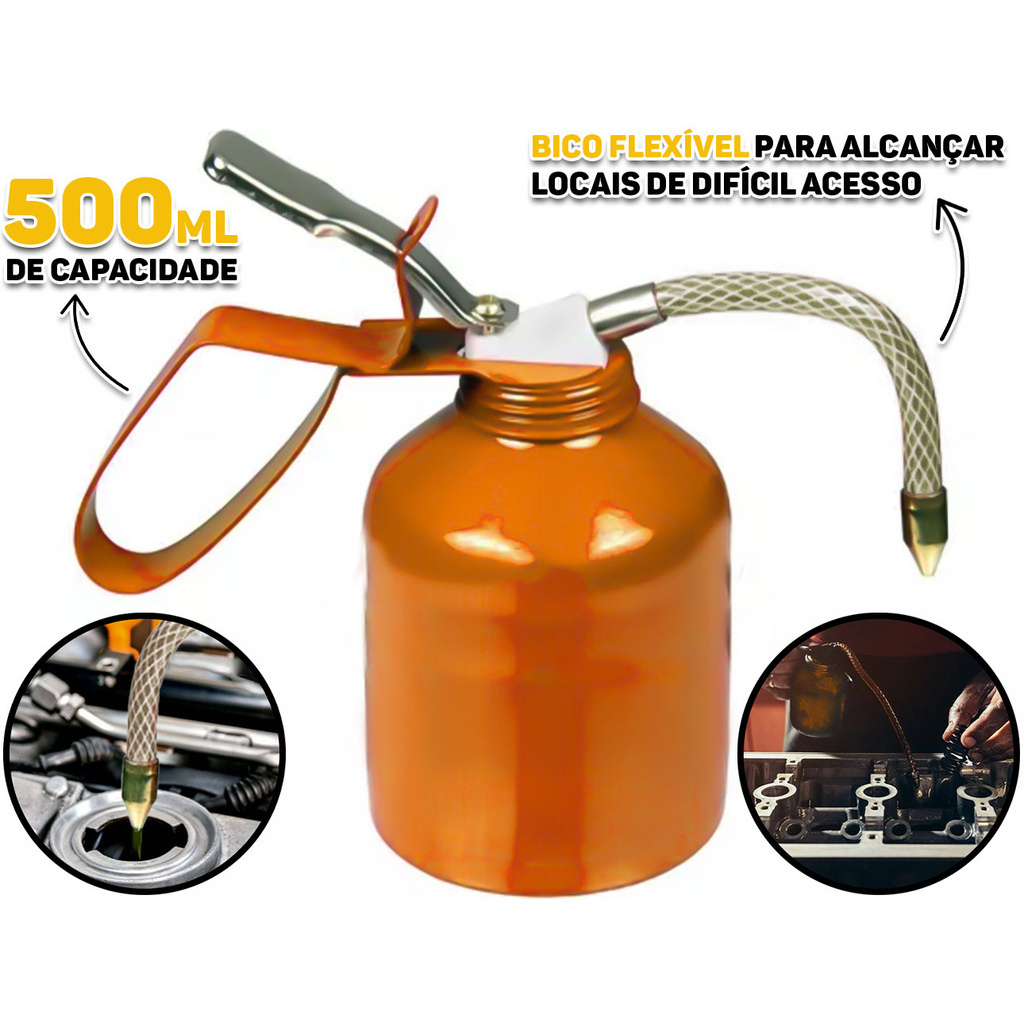 Bomba De Óleo Almotolia 500 ml P/ Mecânica Com Bico E Haste Flexível - Spare Parts and Accessories for Vehicles