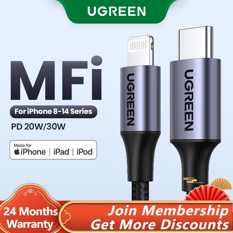 UGREEN Original MFI Dark Green1 Meter Usb C Para Cabo De Iluminação Carregamento Rápido Móvel