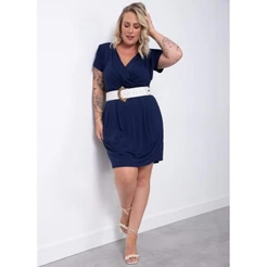 Vestido Com Decote Transpassado Azul Quintess