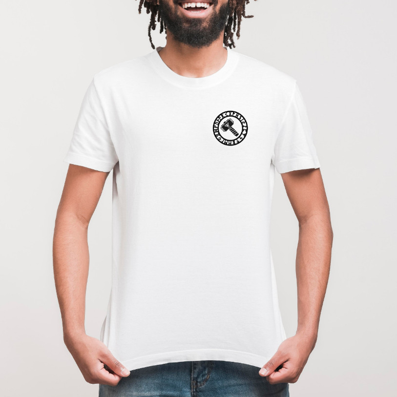 Camiseta Martelo do Thor Escrita Nordica Masculino Viking Camisa Basica Algodão