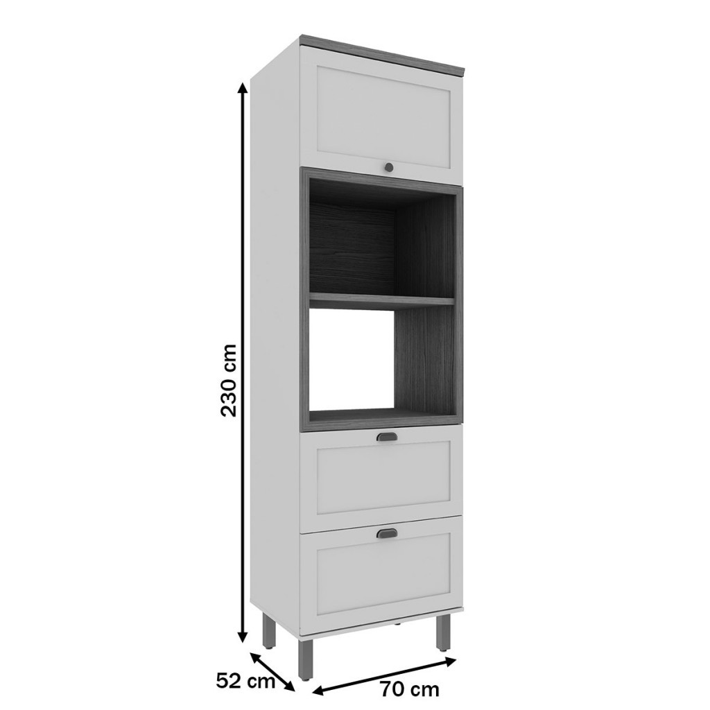 Detalhes do Torre Forn e Micro  Iluminata com 2 prateleiras 1 gavetão e 2 portas provençais 100% MDF