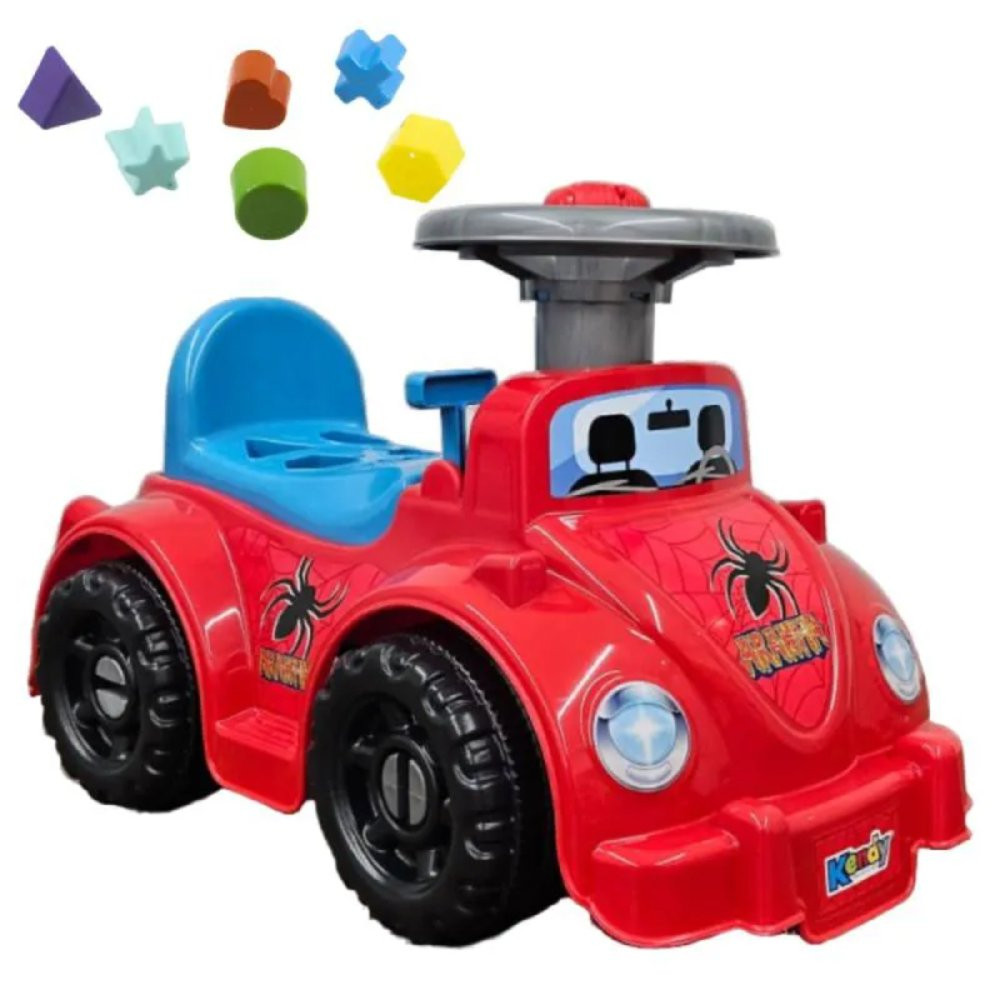 Quadriciclo Infantil Carrinho Andador Ketokinha Buzina Chave Giratoria Banco Porta Objetos Acompanham 6 Peças de Encaixe