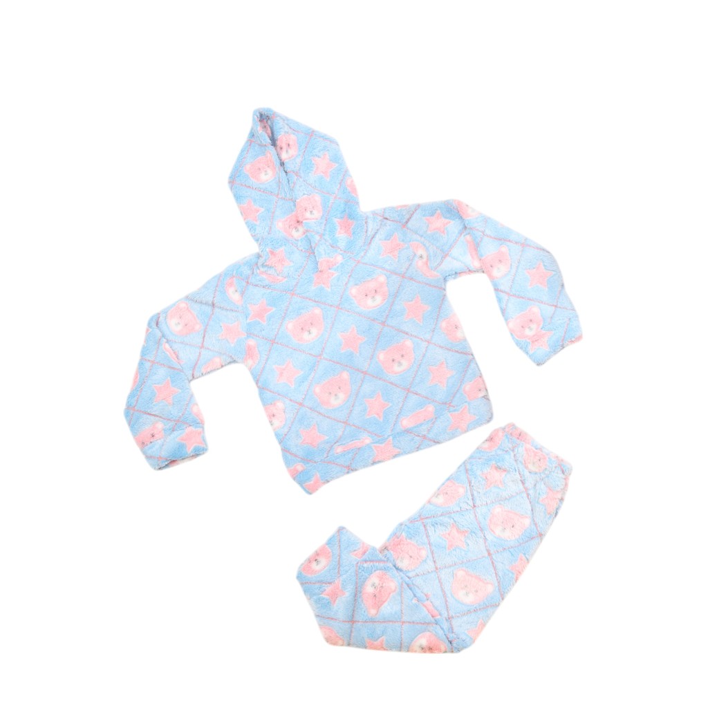 Pijama Menina Kids Conjunto Blusa Com Capuz e Calça Fofinha Ultrasoft Ursinho