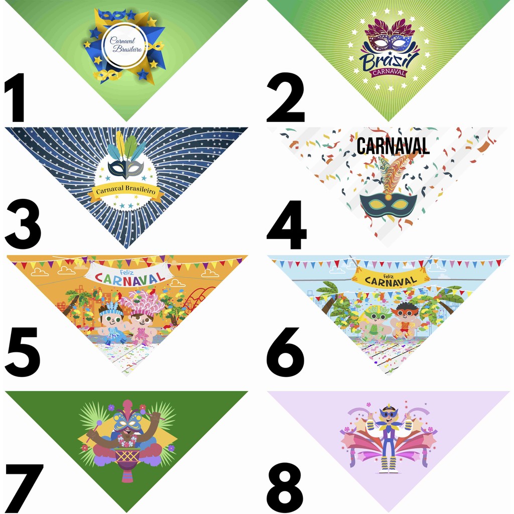 50 Bandanas P Com Viés de Carnaval Estampas Variadas Pet Shop