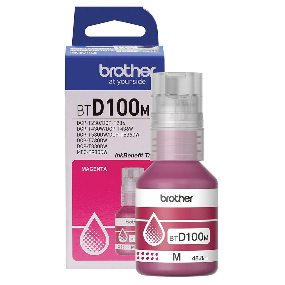 Garrafa de tinta original Brother para InkTank BTD100M Magenta 48,8ml em Oferta na Shopee