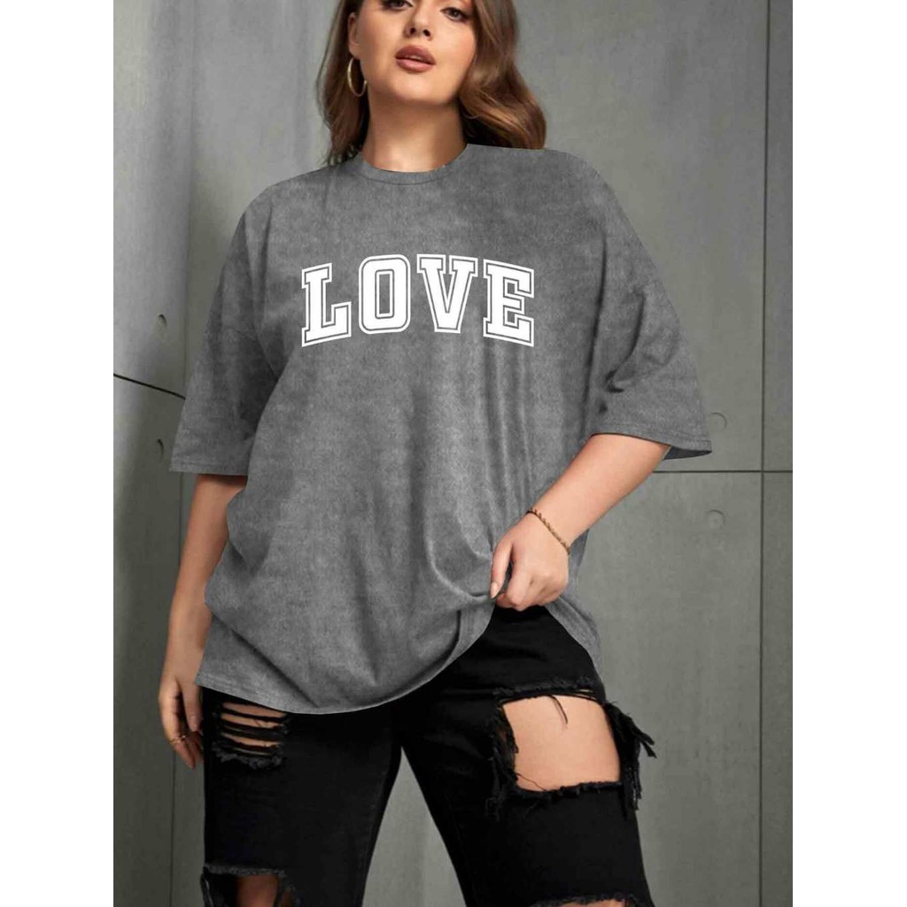 Camiseta Oversized Plus Size Unissex Estampa Love Amor Valentine's Day Blusa Academia Life Style