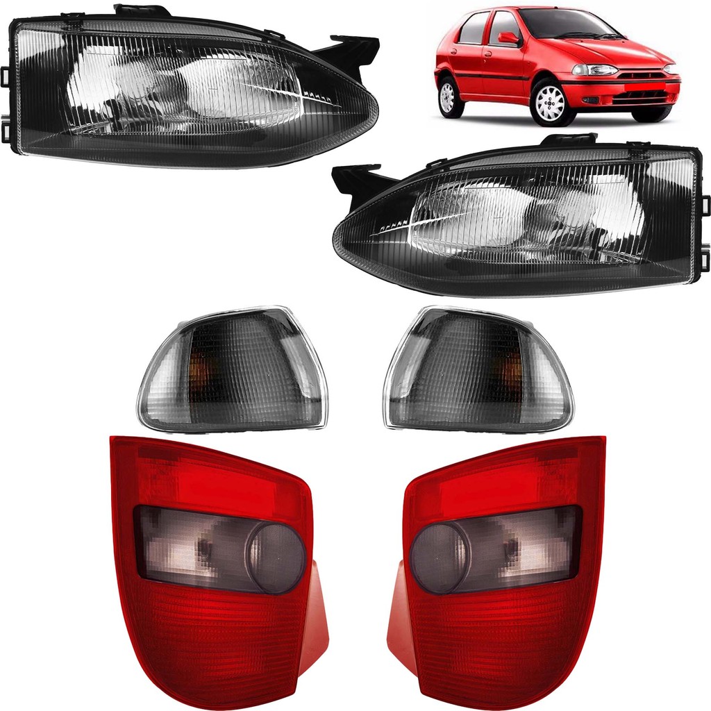 KIT Farol Lanterna Palio 1996 1997 1998 1999 2000 G1 PC Máscara Negra