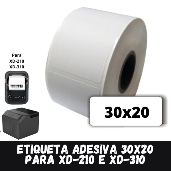 1 ROLO DE ETIQUETA TÉRMICA ADESIVA P/ XD-210 XD-310 - 30x20