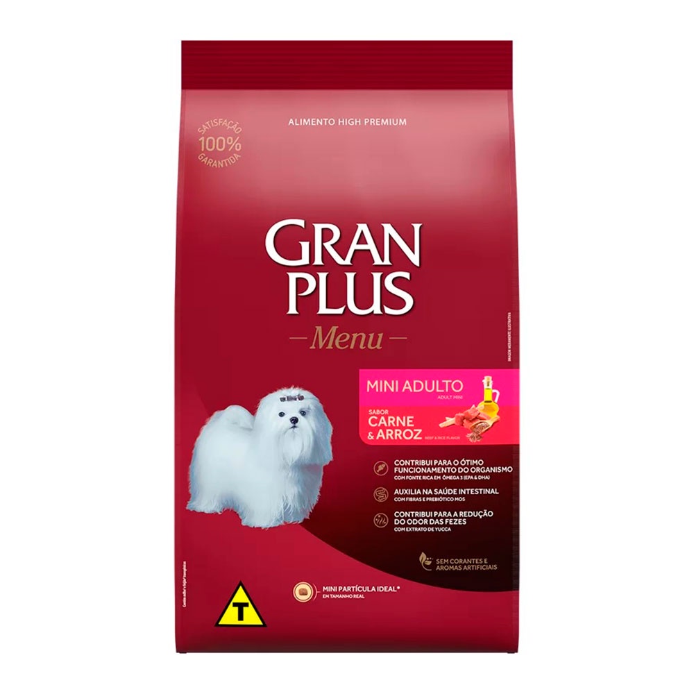Ração GranPlus Menu Para Cães Adultos Porte Mini Sabor Carne e Arroz 1kg em Oferta na Shopee