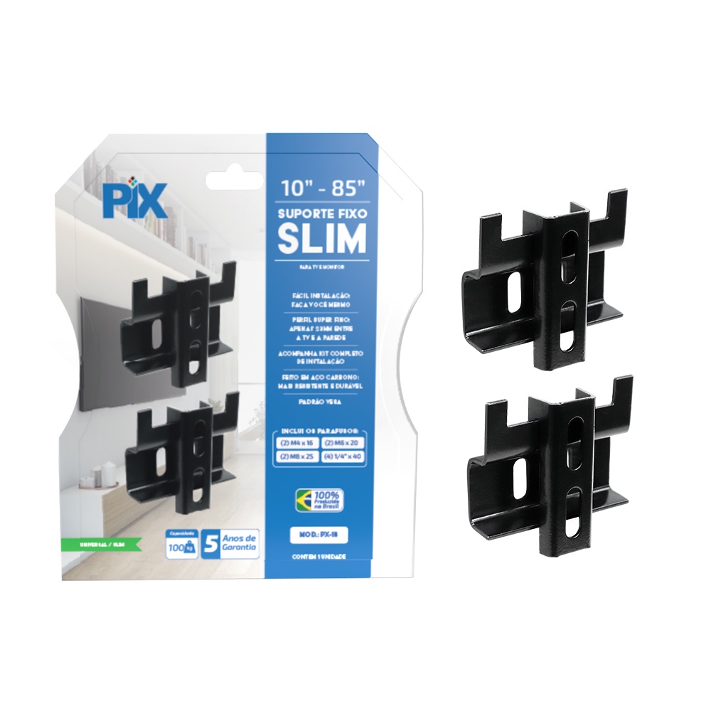 Suporte Tv Fixo Slim Led Lcd Universal 10" À 85" Até 100kg