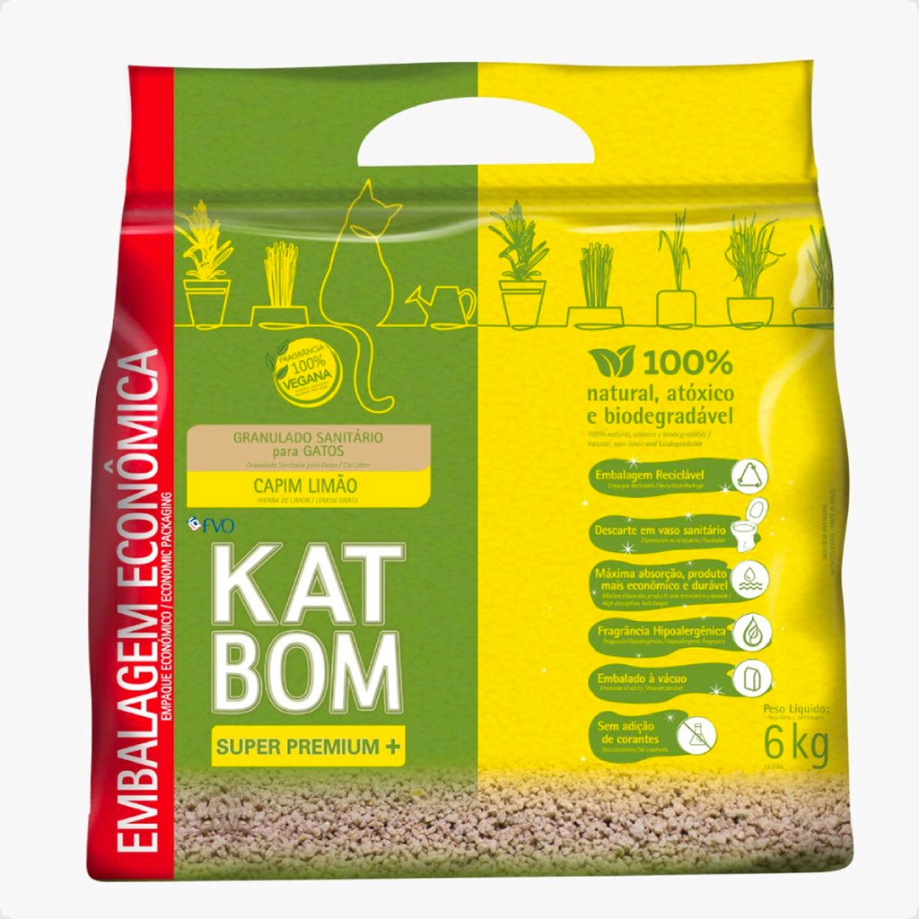 Katbom Capim Limão Granulado Sanitário para Gatos - 6 Kg em Oferta na Shopee