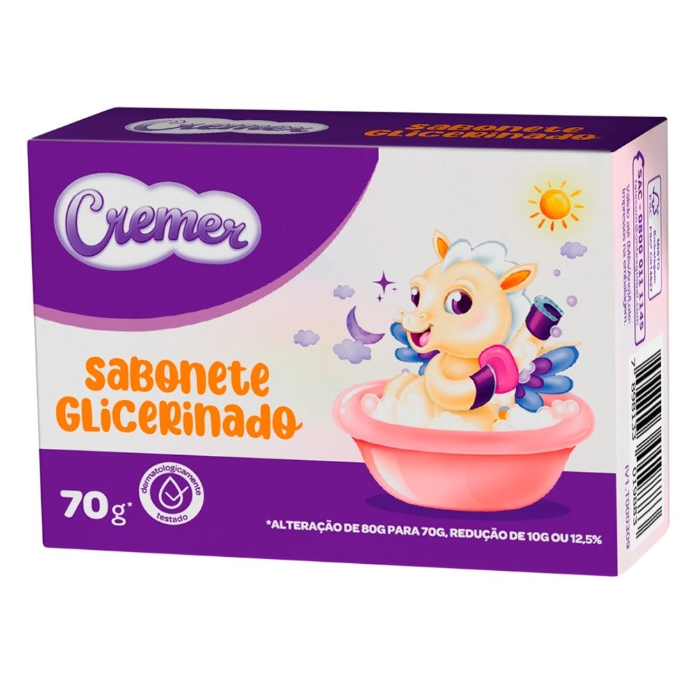Sabonete Cremer Loção Hidratante 70g Embalagem com 12 Unidades - Mom & Baby