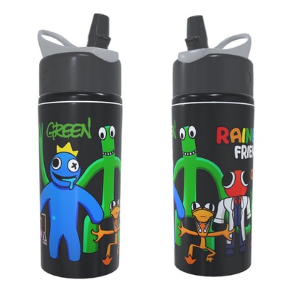 Garrafa de Agua Squeeze Infantil Roblox Rainbow Friends com Alça Escolar 600ml