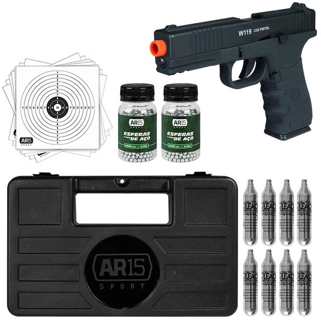 Pistola De Pressão 4.5 Co2 W119 Rossi + Protection 7 em Oferta na Shopee