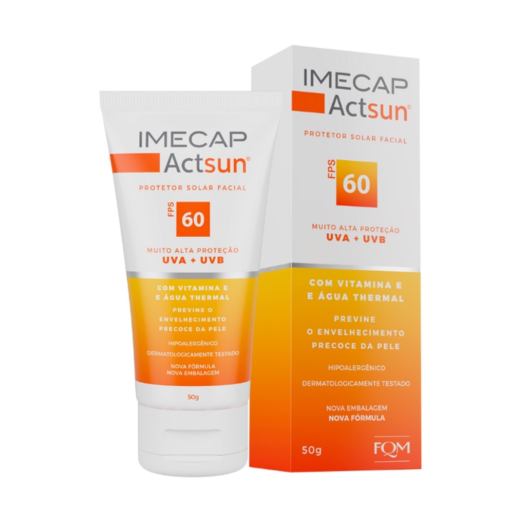 Protetor Solar Facial Actsun FPS60 Sem Cor 50g - Imecap