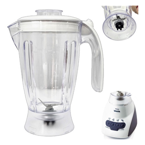 Copo de Liquidificador Para Philips Walita Ri2030 Ri2034 Branco