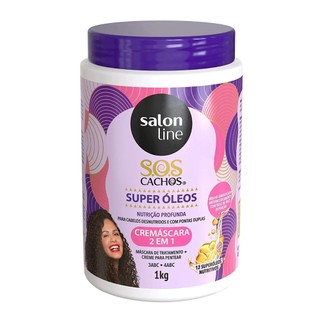 Cremáscara 2 em 1 SOS Cachos Super Óleos Salon Line 1kg em Oferta na Shopee