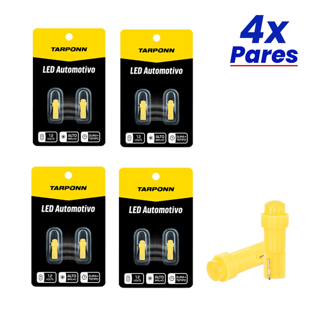 Kit 8 Lâmpadas Led Painel Pinguinho T5 Amarela 12v Tarponn em Oferta na Shopee