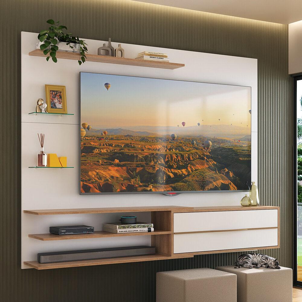 Painel para TV até 65 Polegadas com 1 Porta e Prateleiras Paris Multimóveis