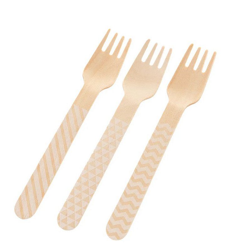 Talher Madeira Garfo Branco - TMG08 - 10 unidades - Silver Plastic - Rizzo