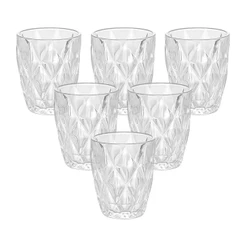 Jogo De Copos De Vidro Diamond Transparente 270ml - Lyor