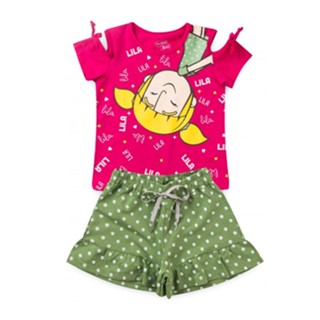 Conjunto Feminino Infantil Verão Lila Rosa