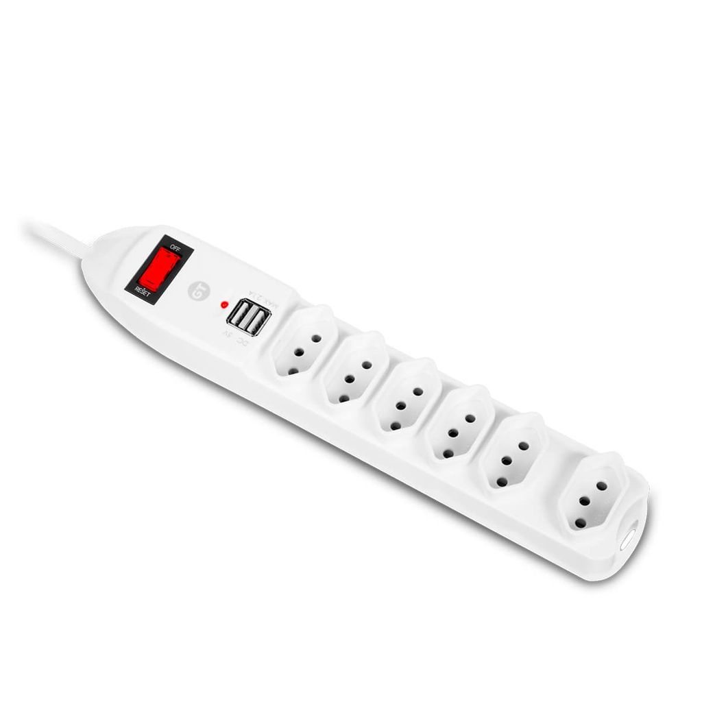 Extensão Múltipla 6 Tomadas 10A 2 USB com Proteção a Sobrecarga | Goldentec - Home Appliances