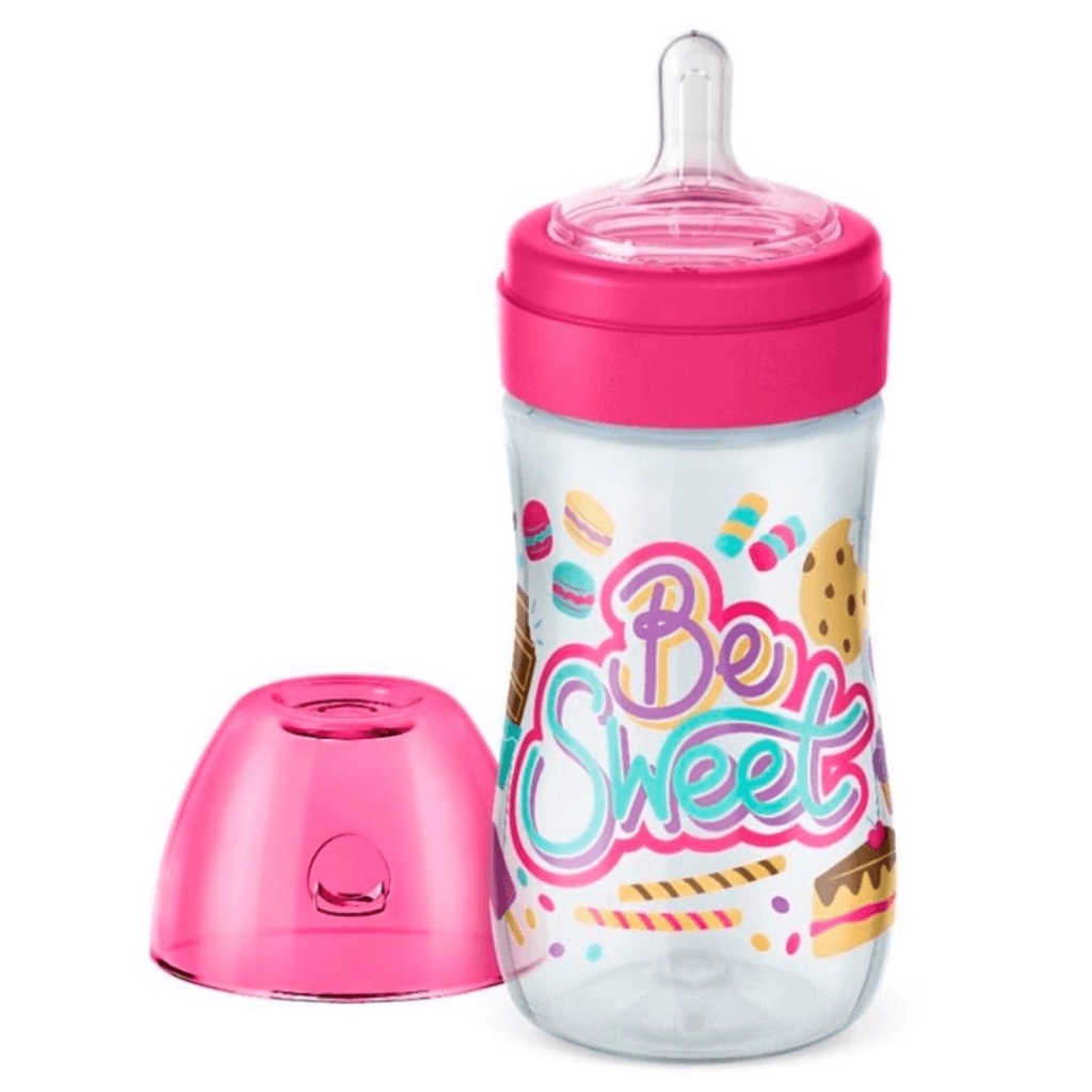Mamadeira Lillo Super Divertida Ortodôntica Rosa 260ML