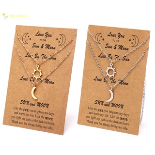 Beautyus 2Pcs Colar De Casal De Lua De Encanto Aço Inoxidável Corrente De Ligação De Pingente De Sol