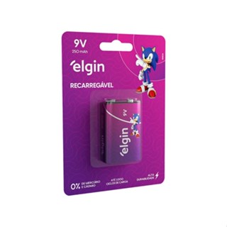 01 Pilha Bateria 9v Recarregavel Elgin 250mah 9 Volts